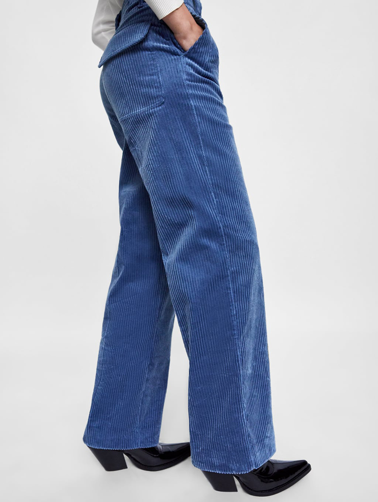 zara blue corduroy trousers
